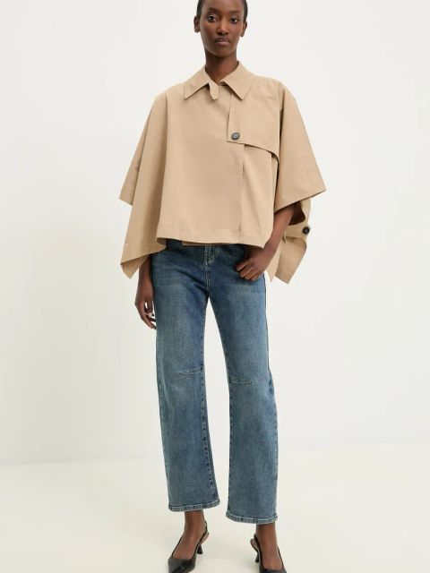 Answear.LAB kurtka kolor beżowy przejściowa oversize