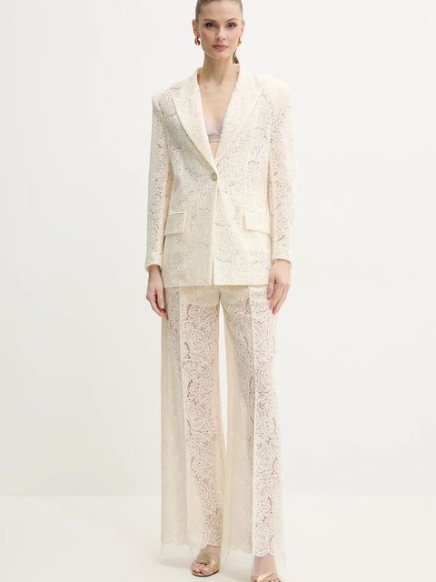 Simona Corsellini marynarka kolor beżowy jednorzędowa wzorzysta P25CPGI009 - zdjęcie produktu nr 2