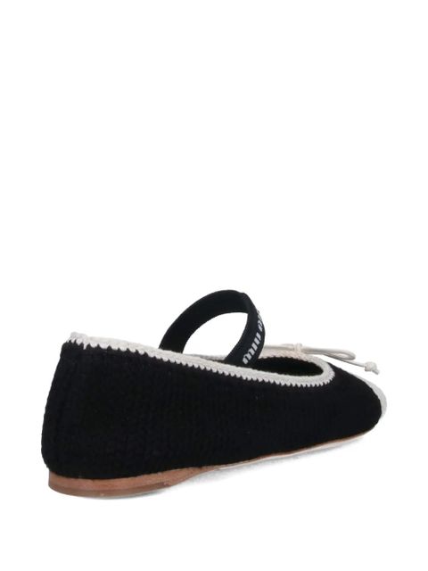 Miu Miu crochet-bow ballet flats - Black