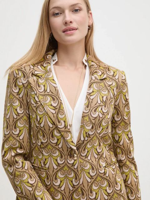 Gaudi marynarka kolor beżowy jednorzędowa wzorzysta 421FD34001