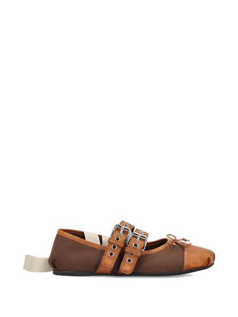 Miu Miu buckled-fastening ballerina shoes - Brown - zdjęcie produktu nr 2