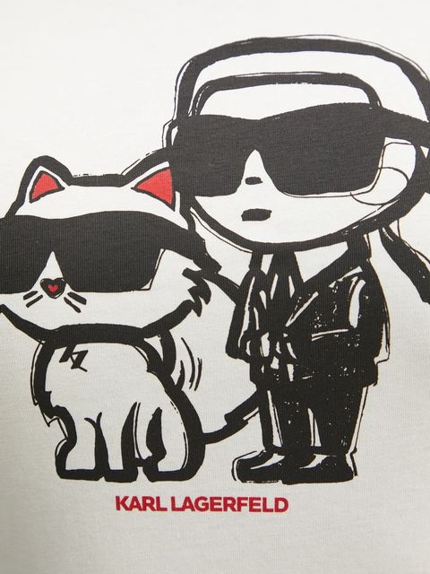 Karl Lagerfeld t-shirt bawełniany IKON SKETCH damski kolor beżowy A1W17129