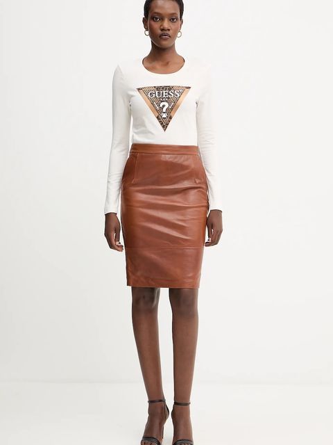 Guess longsleeve LEO damskie kolor beżowy W5BI75 J1314 - zdjęcie produktu nr 2