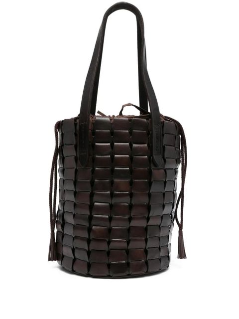 DRAGON DIFFUSION leather woven bucket bag - Brown - zdjęcie produktu nr 1