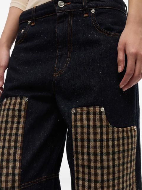 GANNI checked-panel jeans - Blue