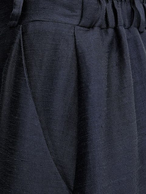 La Petite Française spódnica z domieszką lnu JOSEPHINE kolor granatowy midi rozkloszowana JOSEPHINE