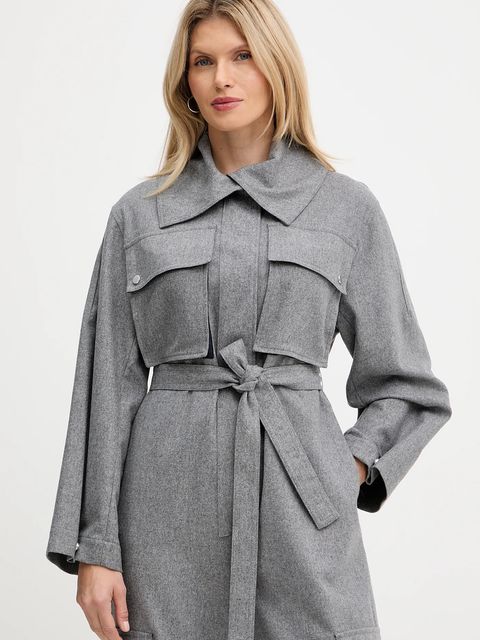 BOSS kombinezon z dodatkiem wełny kolor szary z kołnierzykiemm 50548121