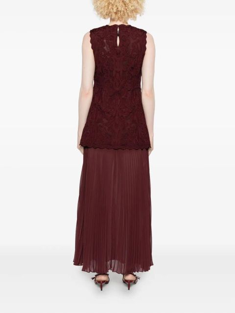 Ulla Johnson macramé pleated dress - Red