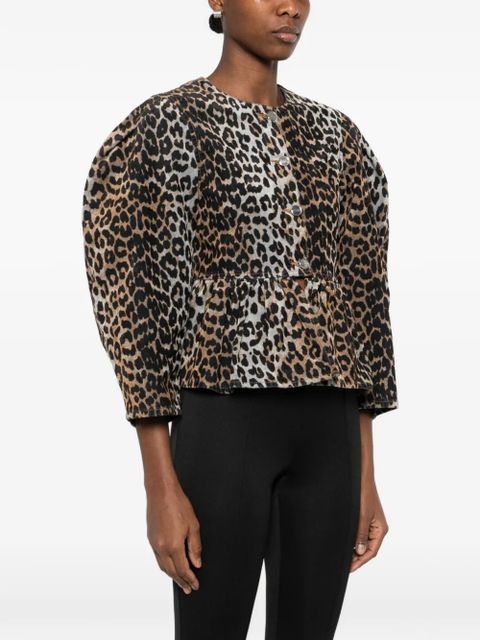 GANNI animal-print fitted jacket - Brown