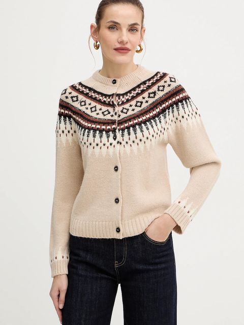 Weekend Max Mara kardigan z dodatkiem wełny CABIRIA damski kolor beżowy 2525346033600 - zdjęcie produktu nr 1