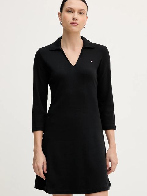 Tommy Hilfiger sukienka bawełniana kolor czarny mini rozkloszowana WW0WW47868 - zdjęcie produktu nr 1