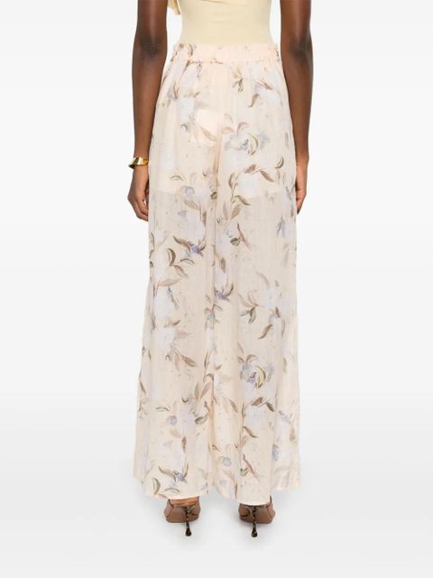 ZIMMERMANN floral-print lace-insert trousers - Neutrals