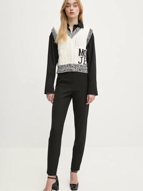 Moschino Jeans spodnie damskie kolor czarny dopasowane high waist 0302 3225 - zdjęcie produktu nr 2