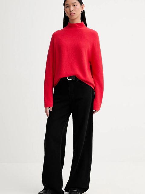 Marc O'Polo sweter bawełniany damski kolor czerwony lekki z półgolfem 600600660271