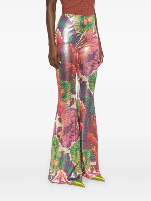 ETRO floral-print laminated trousers - Pink