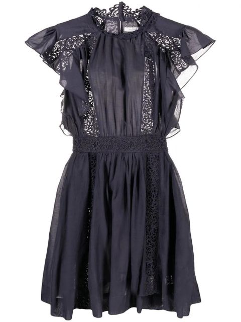 MARANT ÉTOILE lace-panel short-sleeve dress - Blue - zdjęcie produktu nr 1