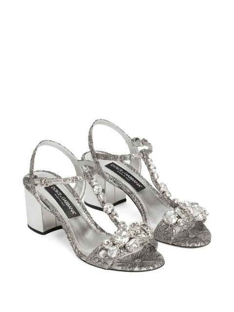 Dolce & Gabbana 60mm embroidery brocade sandals - Silver - zdjęcie produktu nr 2