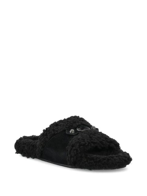 Balenciaga furry strap sandals - Black