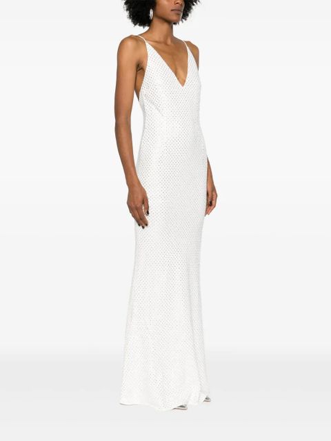 Alessandra Rich crystal embellished sleeveless dress - White