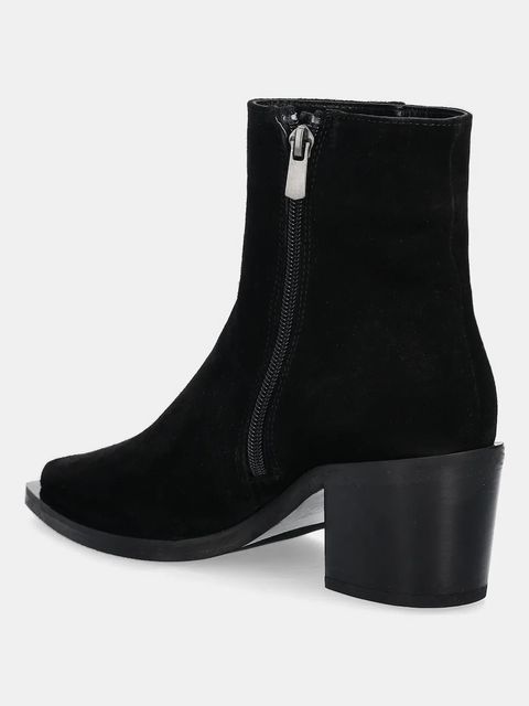 Answear.LAB botki zamszowe kolor czarny na słupku lekko ocieplone
