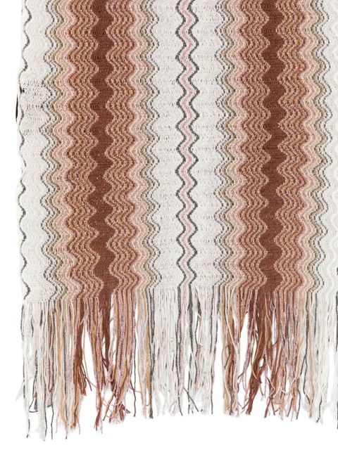 Missoni zigzag-pattern fringed scarf - Neutrals