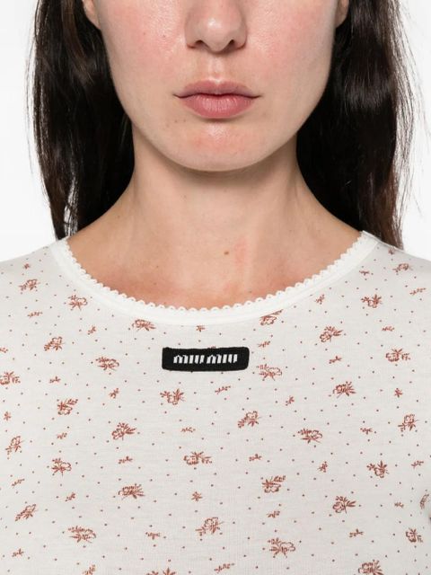 Miu Miu floral-print mini dress - White