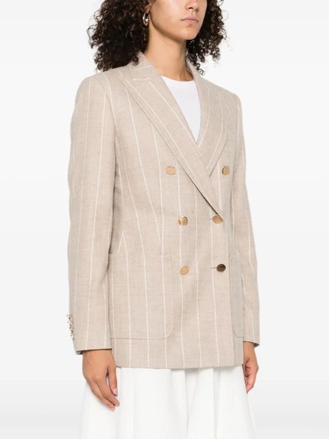 Max Mara striped double-breasted blazer - Neutrals