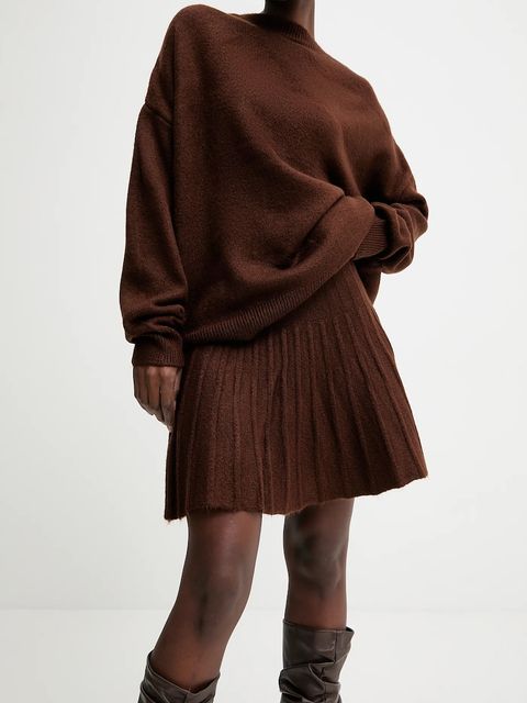 Answear.LAB sweter i spódnica damski kolor brązowy