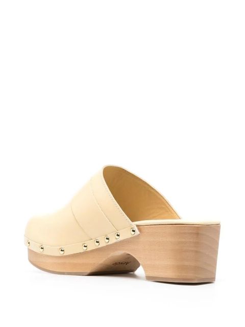 Aeyde Bibi 60mm leather wooden mules - Neutrals