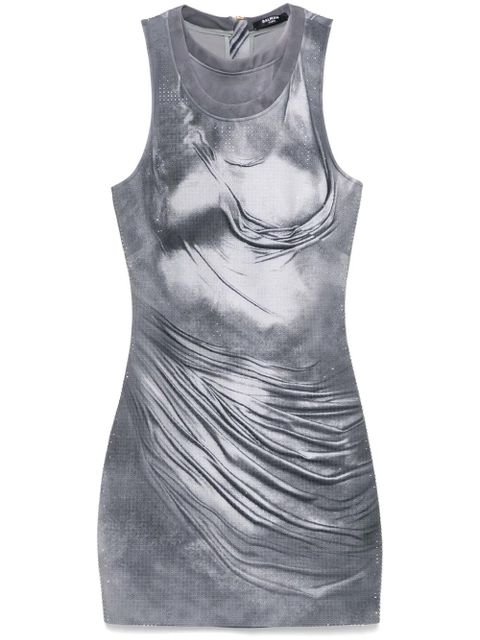 Balmain trompe l'oeil-print mini dress - Grey - zdjęcie produktu nr 1