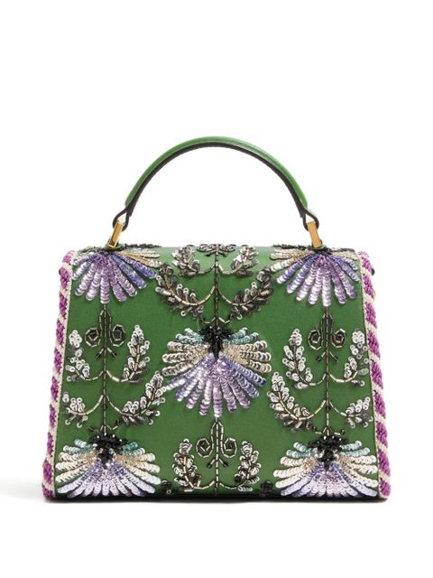 Valentino Garavani mini Vsling embroidered jewel-logo handbag - Green