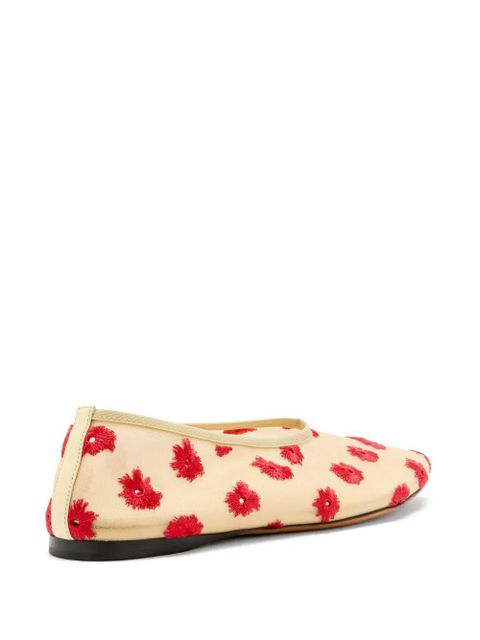 Proenza Schouler Tee floral-embroidered ballet flats - Neutrals