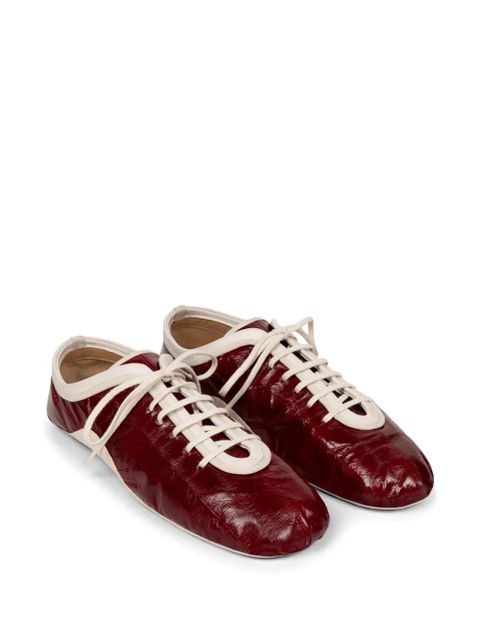 DRIES VAN NOTEN Leren leather ballerina sneakers - Red - zdjęcie produktu nr 2