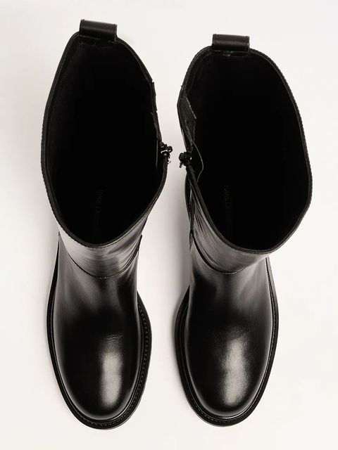 Karl Lagerfeld kozaki skórzane BINKY damskie kolor czarny na płaskim obcasie KL47595