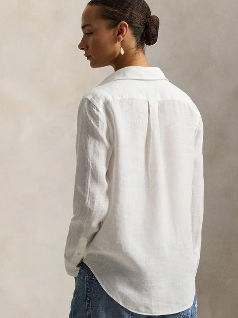 Polo Ralph Lauren koszula lniana kolor biały relaxed z kołnierzykiem klasycznym 211970730