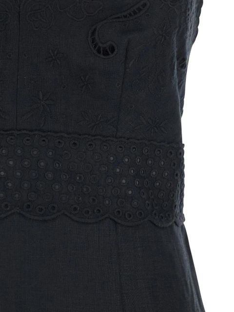 TWINSET embroidered eyelet midi dress - Black