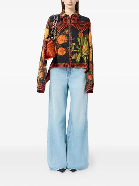 Blumarine twill foulard print shirt - Black - zdjęcie produktu nr 2