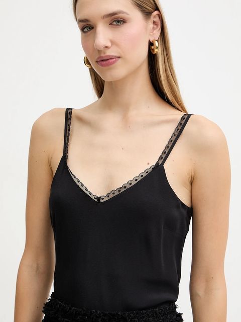 Twinset top z dodatkiem jedwabiu damska kolor czarny gładka 252TT2411
