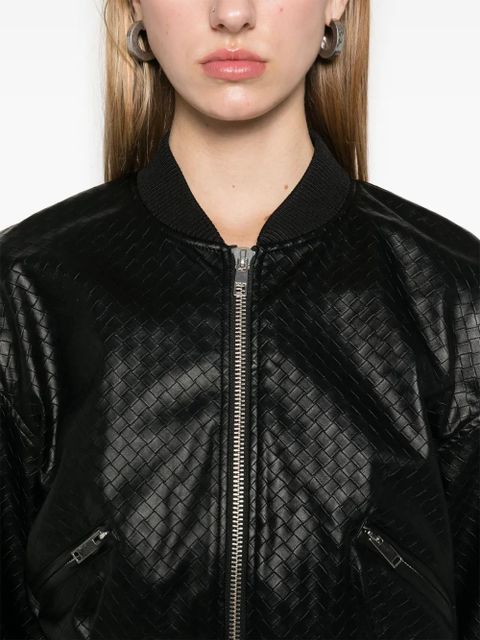 ROTATE BIRGER CHRISTENSEN braided cropped bomber jacket - Black