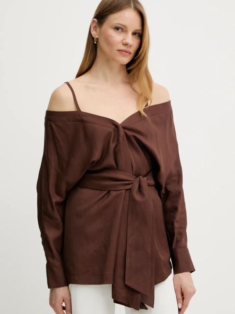 Marciano Guess bluzka GRETA damska kolor brązowy gładka 5GGH37 7316A