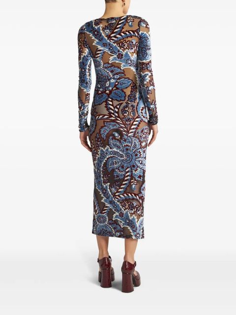 ETRO jacquard velvet dress - Blue