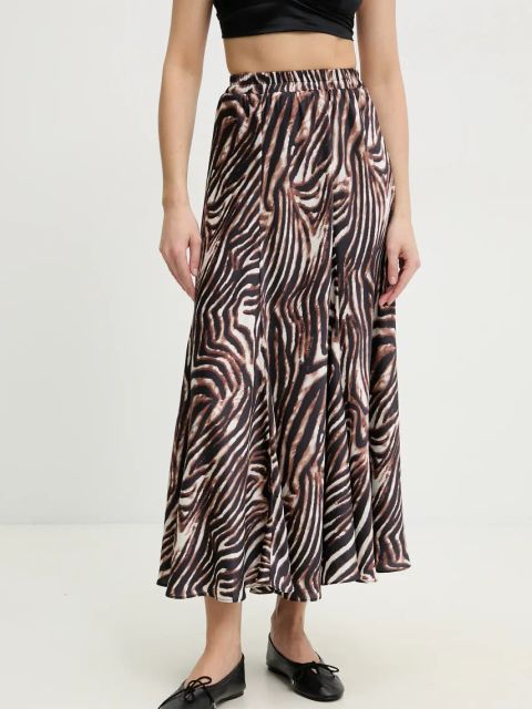 Answear.LAB spódnica kolor brązowy maxi rozkloszowana