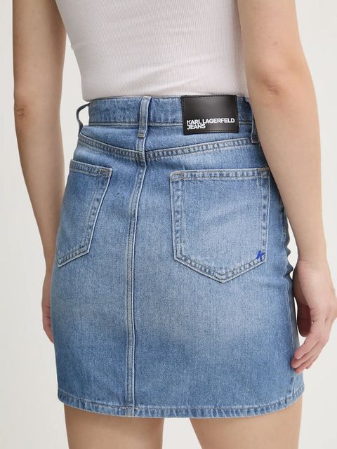 Karl Lagerfeld Jeans spódnica jeansowa kolor niebieski mini ołówkowa A1W12025