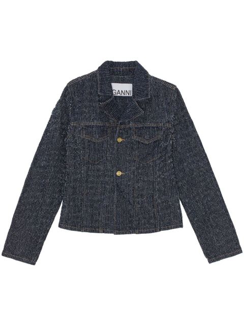 GANNI fluffy denim fitted blazer - Blue