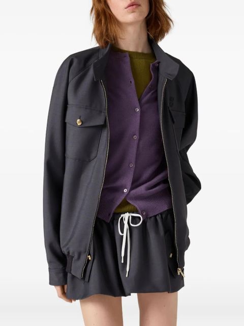 Miu Miu Bonded logo-detail drawstring skirt - Blue - zdjęcie produktu nr 2