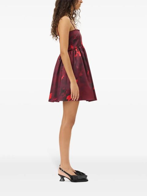 GANNI printed satin mini dress - Red