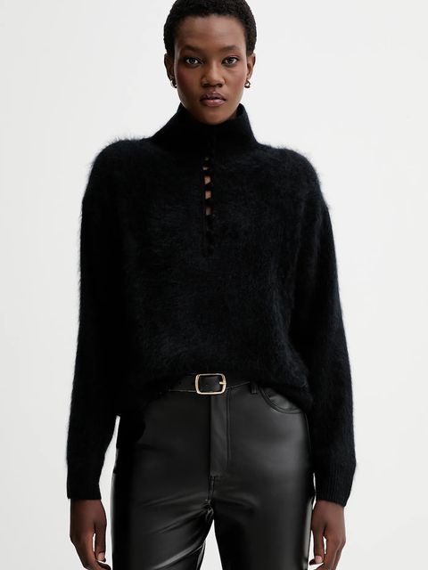 Rag & Bone sweter kaszmirowy damski kolor czarny z półgolfem RG6325F6MCA