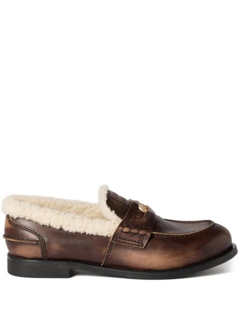 Miu Miu saddle-strap leather loafers - Brown - zdjęcie produktu nr 1