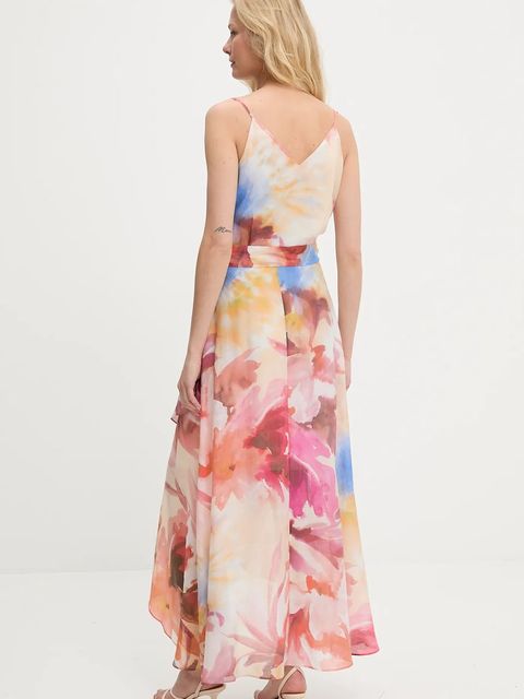 Answear.LAB sukienka kolor pomarańczowy maxi rozkloszowana