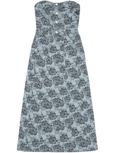 GANNI Botanical jacquard midi dress - Blue - zdjęcie produktu nr 1